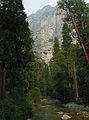 August 14, 2005 - Kings Canyon National Park, California.<br />Back at bridge over South Fork of Kings River<br />at junction of Bubbs Creek Trail and Paradise Valley Trail.
