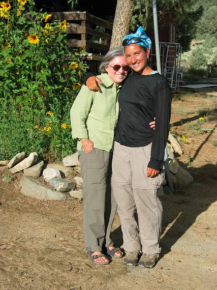 August 15, 2005 - Kennedy Meadows, Inyokern, California.<br />Joyce and Melody after her 700 mile hike along the Pacific Crest Trail.<br />This was the purpose of the trip to California: to pick up Mel and Sati at the end of their hike.
