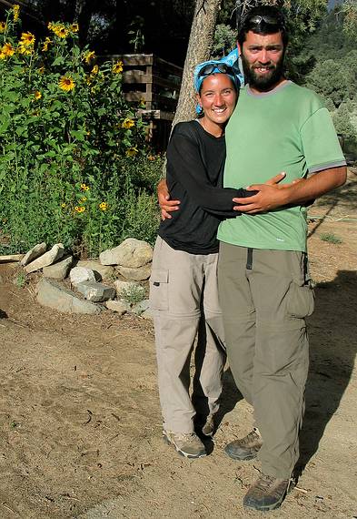 August 15, 2005 - Kennedy Meadows, Inyokern, California.<br />Melody and Sati after their 700 mile hike along the Pacific Crest Trail.