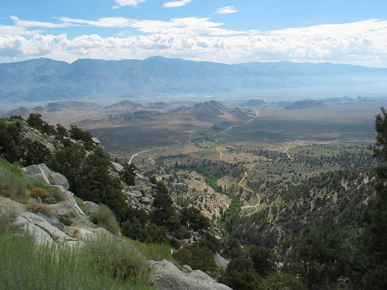 August 16, 2005 - Whitney Portal Road out of Lone Pine, California.<br />The road down to Lone Pine.