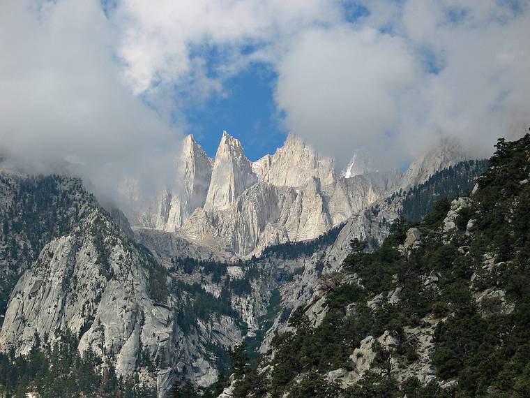 August 16, 2005 - Whitney Portal Road out of Lone Pine, California.<br />One last look and still no luck in seeing the peak of Mt. Whitney.