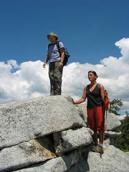 August 17, 2005 - Yosemite National Park, California.<br />Nine mile hike from CA-120 at Porcupine Creek to North Dome and back.<br />Joyce and Melody at the first lookout point along the trail.