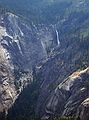 August 17, 2005 - Yosemite National Park, California.<br />Nine mile hike from CA-120 at Porcupine Creek to North Dome and back.<br />Vernal Fall on the Merced River in Little Yosemite Valley seen at 196mm from North Dome.