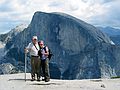 August 17, 2005 - Yosemite National Park, California.<br />Nine mile hike from CA-120 at Porcupine Creek to North Dome and back.<br />Egils and Joyce on North Dome with Half Dome as the backdrop.