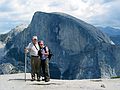 August 17, 2005 - Yosemite National Park, California.<br />Nine mile hike from CA-120 at Porcupine Creek to North Dome and back.<br />Egils and Joyce on North Dome with Half Dome as the backdrop.