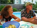 September 3, 2005 - Lawrence, Massachusetts.<br />Another family gathering at Memere Marie's pool on a hot summer day.<br />Kim and Tom (Arianna's and Marissa's parents (and of Michael and TJ, who are not here)).