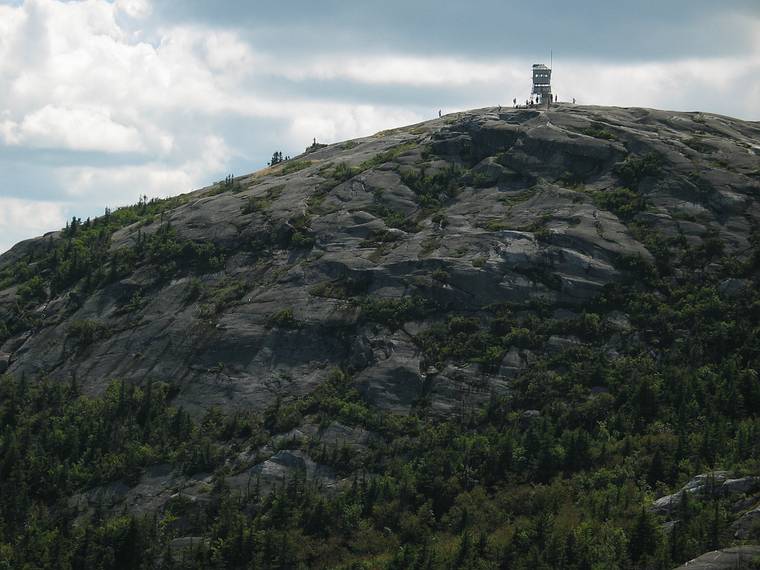Sept. 4, 2005 - Mount Cardigan, New Hampshire.<br />Fire tower atop Mount Cardigan (3155') as seen from Firescrew (3064').