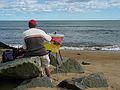 Sept. 27, 2005 - Newburyport, Plum Island, Massachusetts.<br />An artist painting next to the jetty on the south side of the Merrimack River.