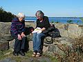 October 2, 2005 - Odiorne State Park, Rye, New Hampshire.<br />Marie and Joyce enjoying a snack.