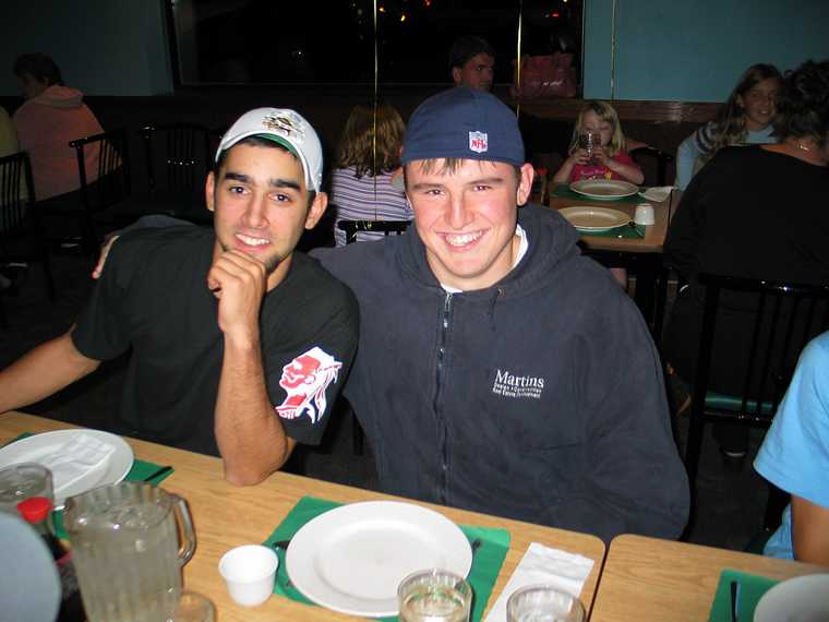 October 2, 2005 - Tiki Lau II Restaurant, Amesbury, Massachusetts.<br />T.J.'s 18th birthday celebration<br />Roman and Eric.