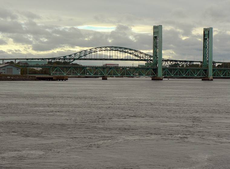 October 16, 2005 - Portsmouth, New Hampshire.<br />Interstate 95 (in the background) and US-1 bridge over the Piscataqua River