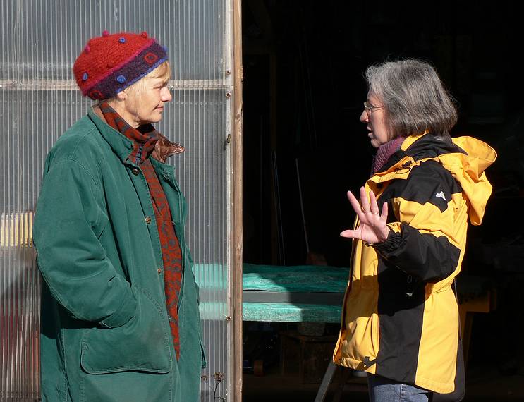 October 28, 2005 - Bar Harbor, Mount Desert Island, Maine.<br />At Melita Westerlund's studio.<br />Melita and Joyce.