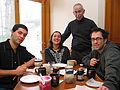 Sati, Melody, Ronnie, and Julian at breakfast on Christmas morning.<br />Dec. 25, 2005 - Merrimac, Massachusetts.
