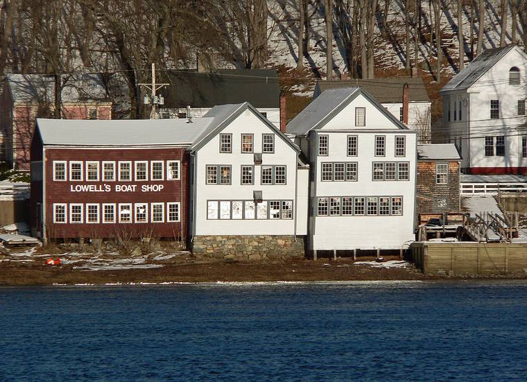 Historic Lowell's Boat Shop as seen from across the Merrimack River.<br />Jan. 26, 2006 - Maudslay State Park, Newburyport, Massachusetts.