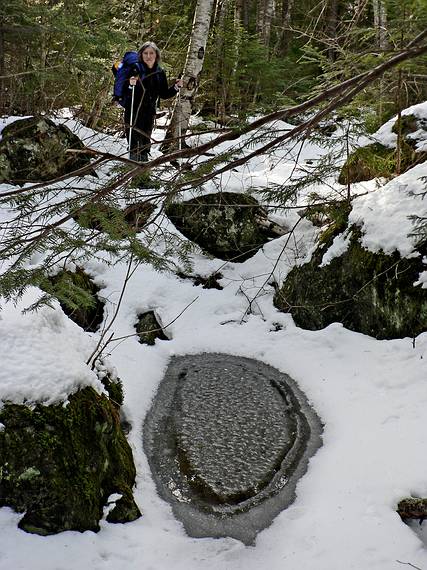 Feb. 4, 2006 - White Mountains, New Hampshire.<br />Successful hike to Carter Notch Hut.<br />Joyce on the Nineteen Mile Brook Trail.