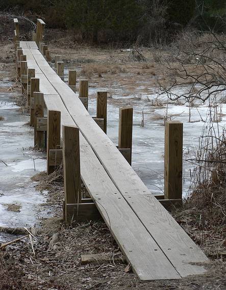 Feb. 21, 2006 - Old Town Hill (Trustees of Reservations), Newbury, Massachusetts.<br />Boardwalk which Bonnie helped build.