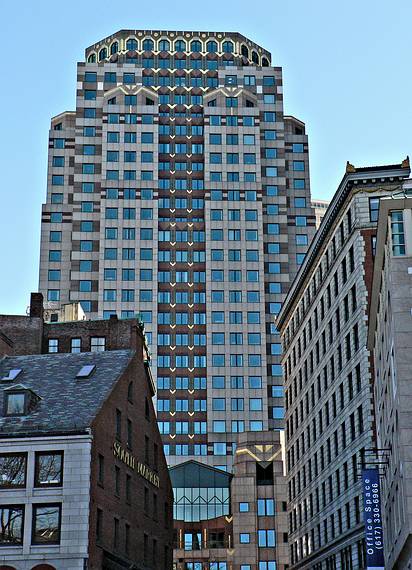 April 30, 2006 - Quincy Market area, Boston, Massachusetts.<br />The end of the South Market building and 75 State Street building.