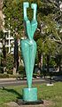 May 28, 2006 - Sarasota, Florida.<br />Sculpture along the waterfront.<br />Itzik Benshalom, "Two as One", 1987, $95,000, fiberglass, 12h x 2.5w x 2.5d.