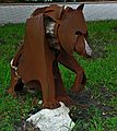 May 31, 2006 - Lakeland, Florida.<br />Polk Museum's Sixth Annual Florida Outdoor Sculpture Competition, people's choice.<br />James N. Burnes (Santa Fe, NM), "Tashtego", 2005, purple-hearted cedar and Cor-ten steel, 46 x 4 x 3.