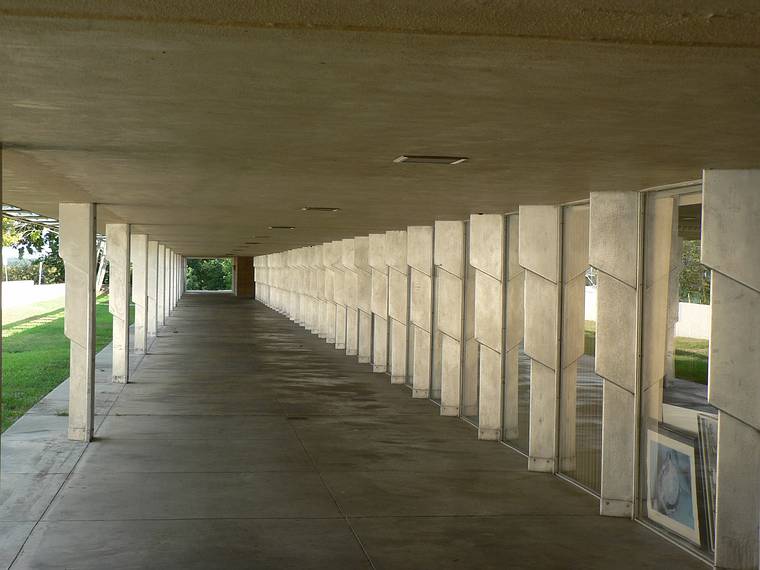 May 31, 2006 - Florida Southern College, Lakeland, Florida.<br />Part of the Polk County Science building designed by Frank Lloyd Wrightand finished in 1958.<br />The building also contains the first use of aluminum as a decorative element.