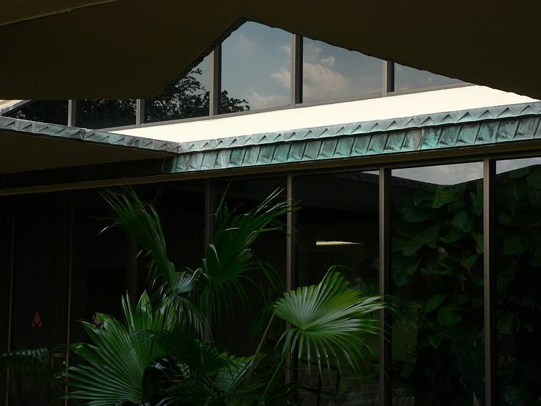 May 31, 2006 - Florida Southern College, Lakeland, Florida.<br />Copper edging detail used in walkways.