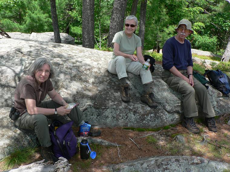 June 13, 2006 - Pawtuckaway State Park, Nottingham, New Hampshire.<br />Joyce, Baiba, and Ronnie atop South Mountain.