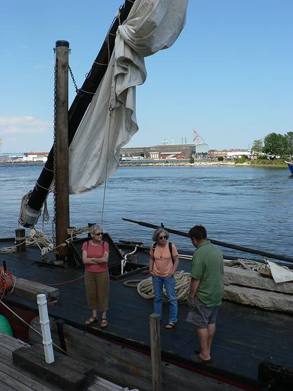 June 16, 2006 - Prescott Park, Portsmouth, New Hampshire.<br />Baiba and Joyce aboard the gundalow.