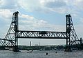 June 16, 2006 - Four Tree Island, Portsmouth, New Hampshire.<br />Route US-1 bridge over Piacataqua River in its up position to let tall ships go under it.