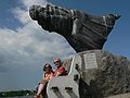 June 16, 2006 - Four Tree Island, Portsmouth, New Hampshire.<br />Joyce and Baiba. The plaque reads "For Those Who Sailed Here To Find A New Life".