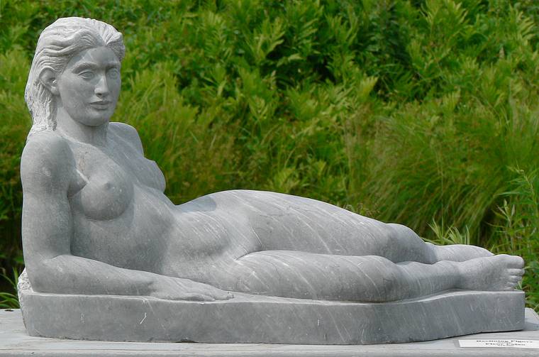 June 25, 2006 - Mill Brook Gallery, Concord, New Hampshire.<br />Fleur Palau, "Reclining Figure", marble, $12,000.