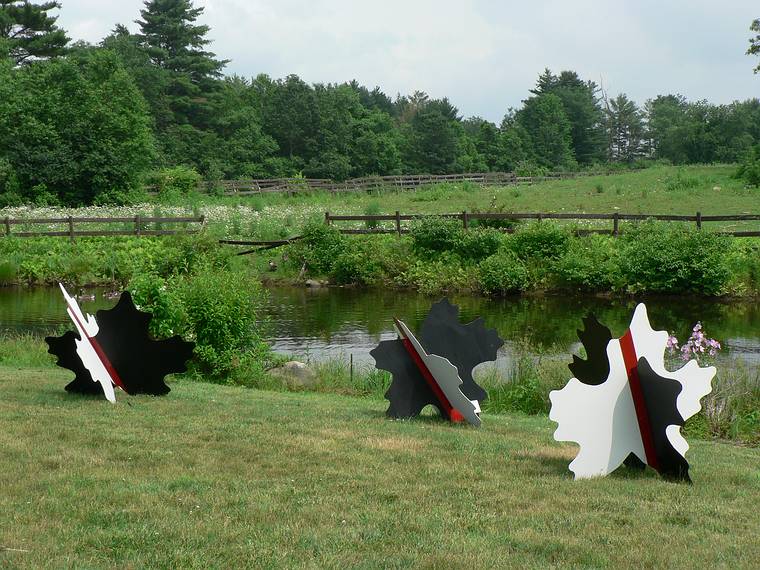 June 25, 2006 - Mill Brook Gallery, Concord, New Hampshire.<br />Joyce Audy Zarins, "If Trees Were Men (they would exhibit patterns of aggression.<br />If men were trees ...)", painted steel, $2000.