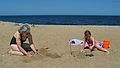 June 27, 2006 - Parker River National Wildlife Refuge, Plum Island, Massachusetts.<br />Joyce and Miranda. Who is having more fun playing in the sand?