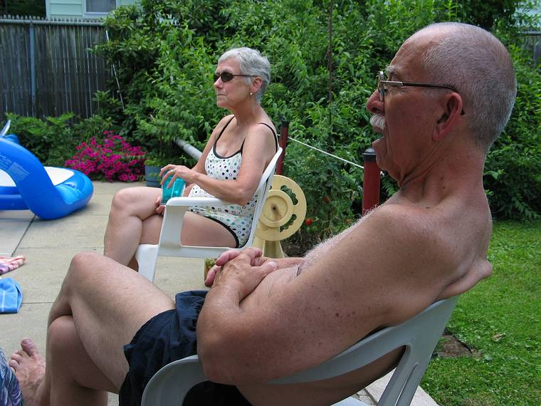 July 9, 2006 - Lawrence, Massachusetts.<br />Baiba and Ronnie at Memere Marie's pool.