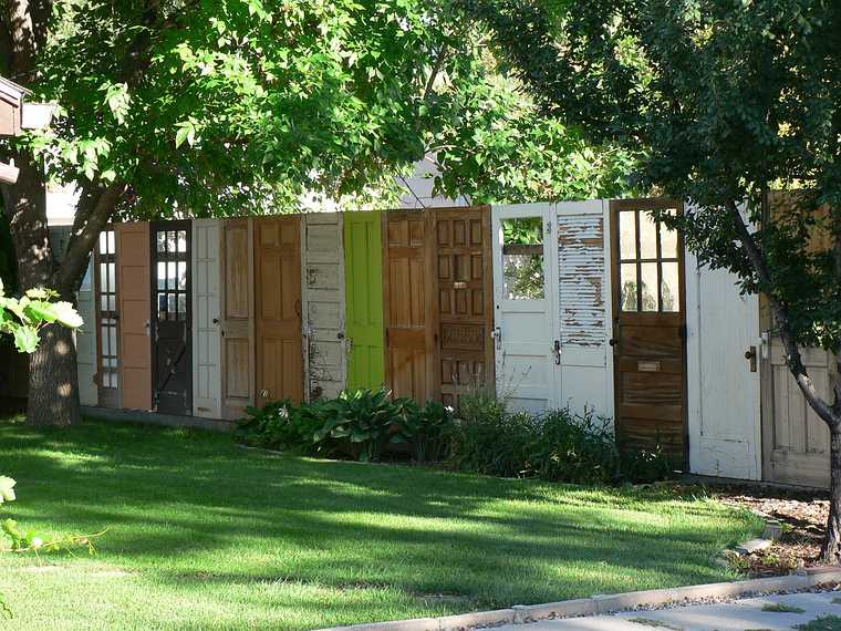 August 11, 2006 - Grand Junction, Colorado.<br />At the Gallery Bed and Breakfast.<br />A fence made of doors.