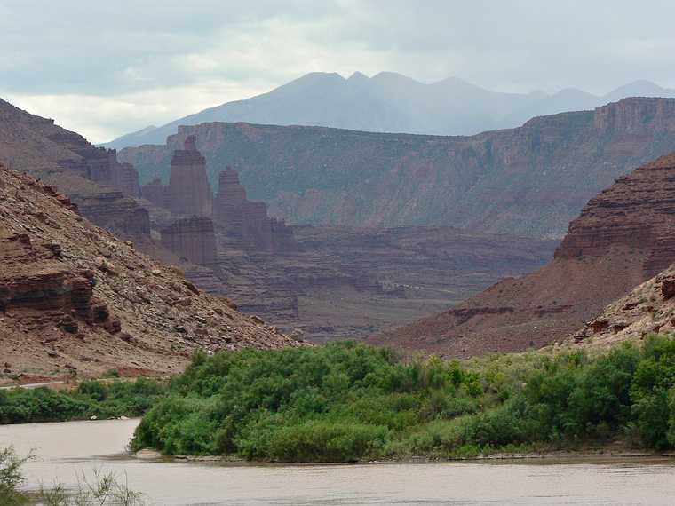 August 11, 2006 - Along UT-128 beside the Colorado River, Utah.<br />La Sal Mountains in the distance.