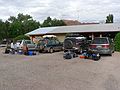 August 12, 2006 - Moab, Utah.<br />Our cars and gear at Tex's River Ways, the guys who rented us canoes<br />and provided transportation to the Green River and from the Colorado.