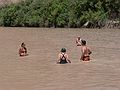 August 12, 2006 - Day 1 on the Green River, Utah.<br />Melody, Joyce, Brad, and Sati holding a conference?