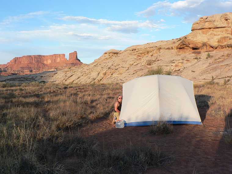 August 12, 2006 - Day 1 on the Green River, Utah.<br />Joyce's and my tent on the first night out.