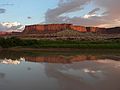 August 13, 2006 - Day 2 on the Green River, Utah.<br />Early sun reflecting off the canyon cliffs.