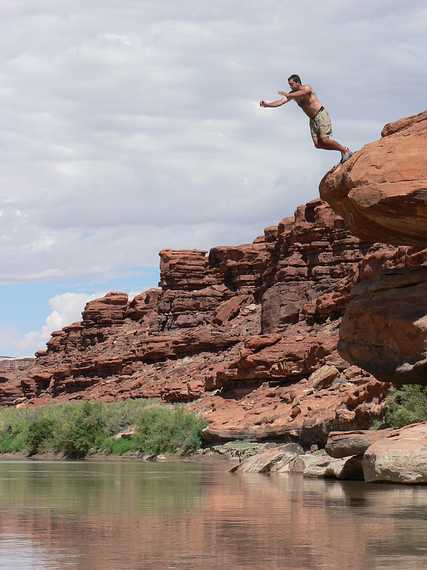 August 14, 2006 - Day 3 on the Green River, Utah.<br />Sati outdoes everyone.