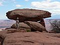 August 17, 2006 - Island in the Sky, Canyonlands National Park, Utah.<br />Views from path to White Rim Overlook.<br />Joyce at White Rim Ovelook.