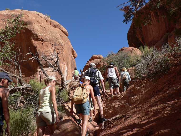 August 18, 2006 - Arches National Park, Utah.<br />A guided tour through Fiery Furnace, the coolest place in the park.