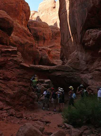 August 18, 2006 - Arches National Park, Utah.<br />A guided tour through Fiery Furnace, the coolest place in the park.
