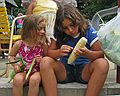 Sept. 4, 2006 - Lawrence, Massachusetts.<br />Miranda learning how to shuck from Arianna.