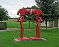 Sept. 18, 2006 - Urbana, Illinois.<br />Wandell Sculpture Garden at Meadowbrook Park.<br />Ed Benavente, "Minimal Response III", 1999, painted steel.