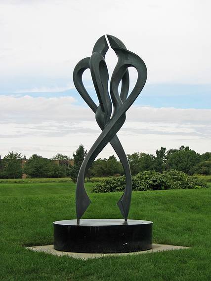 Sept. 18, 2006 - Urbana, Illinois.<br />Wandell Sculpture Garden at Meadowbrook Park.<br />Larry Young, "Tango", 1997, bronze on steel base, 11' x 3.6' x 2.7', 1200 lbs.