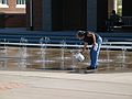 Sept. 20, 2006 - Longwood University, Farmville, Virginia.<br />Installation and priming of Joyce's "Strobus".<br />Joyce getting water from fountain on Brock Commons.