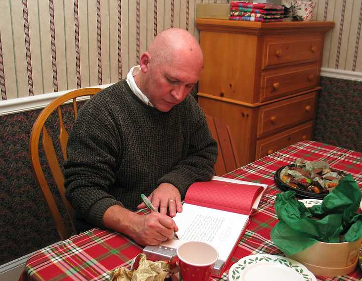 Dec. 25, 2006 - South Hampton, New Hampshire.<br />Tom writing into album for Eric.