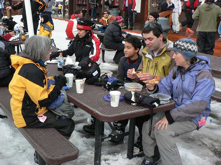 Dec. 29, 2006 - Homewood Ski Area on the shore of Lake Tahoe, California.<br />Joyce, Anoo, Sati's sister's son, Sati, and Melody.