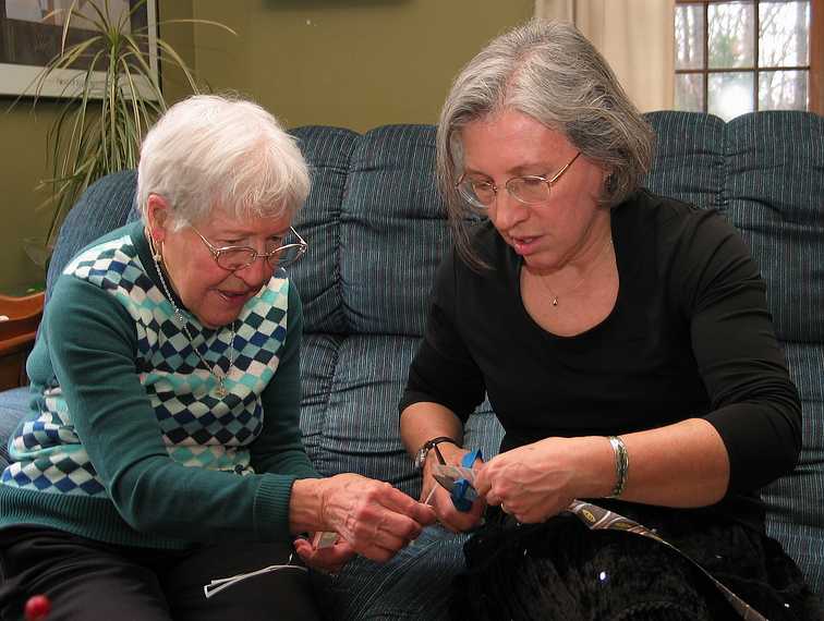 Jan. 6, 2007 - Miranda's 5th birthday celebration, Mendon, Massachusetts.<br />Marie and Joyce cutting up donkey tails.